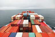 shipping containers on a cargo ship