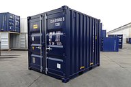 10ft Shipping Container in Blue Side View