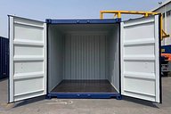 10ft Blue Shipping Container Doors Open