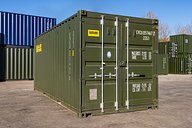 20ft New Shipping Container in Green three quarter view