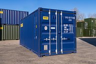 20ft New Shipping Container in Blue three quarter view