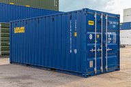 20ft New Shipping Container in Blue Three Quarter View
