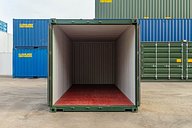 20ft New Green Shipping Container Internal View With Doors Open