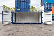 20ft Standard Side Opener Shipping Container (Blue) doors half open