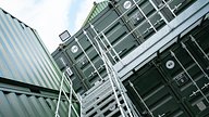 Double Stacked Containers with Staircase at Pink Self Storage Manchester